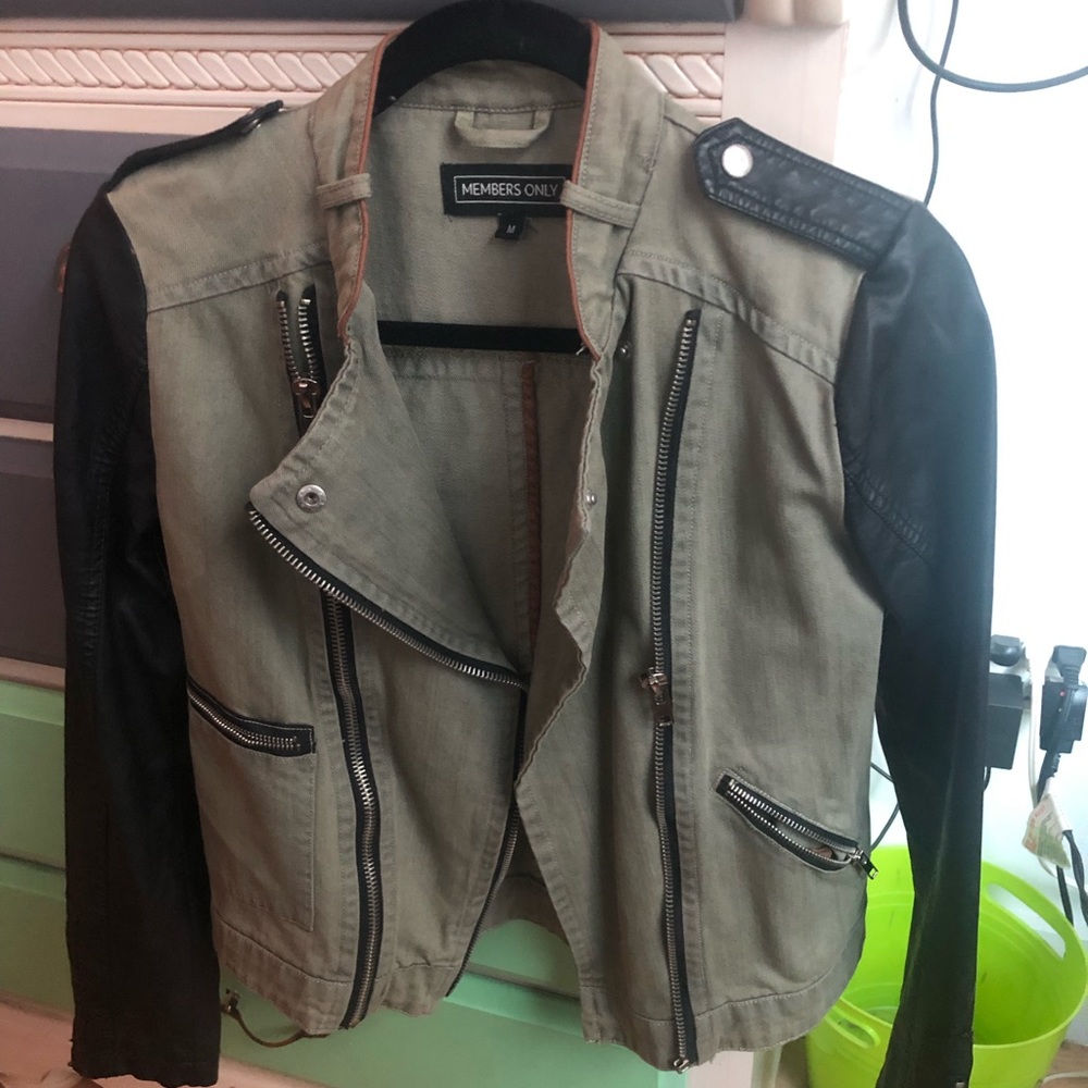 Members Only Leather Sleeved Jacket
